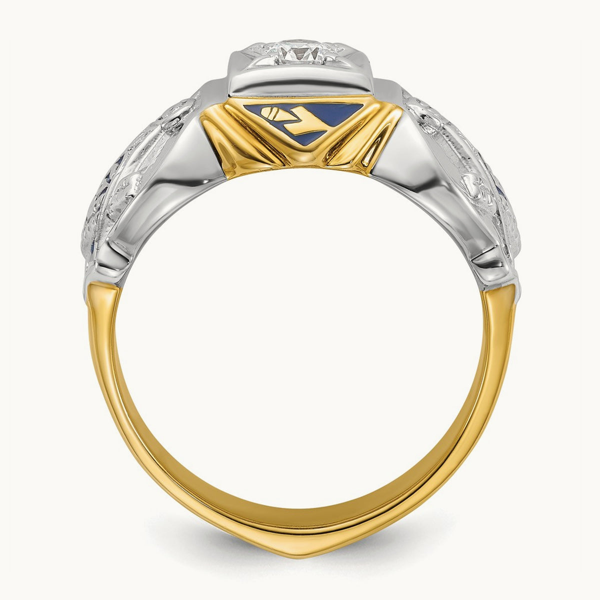 14ktt IBGoodman Men's Enameled & Diamond Blue Lodge Masonic Ring
