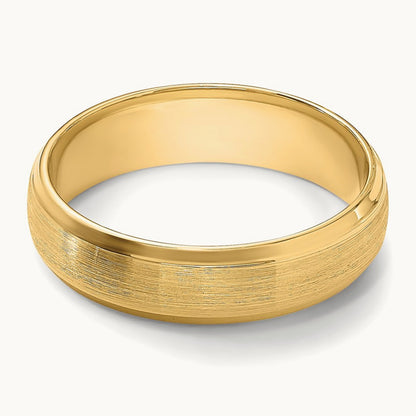 Light Comfort Fit Brush Satin Fancy Band, 14K Yellow Gold