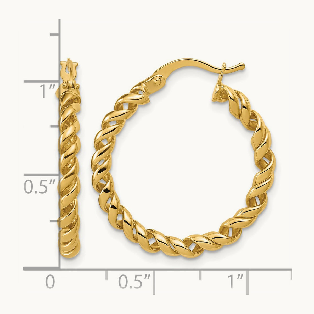 Polished Twisted Hoop Earrings, 14K — Leslie's