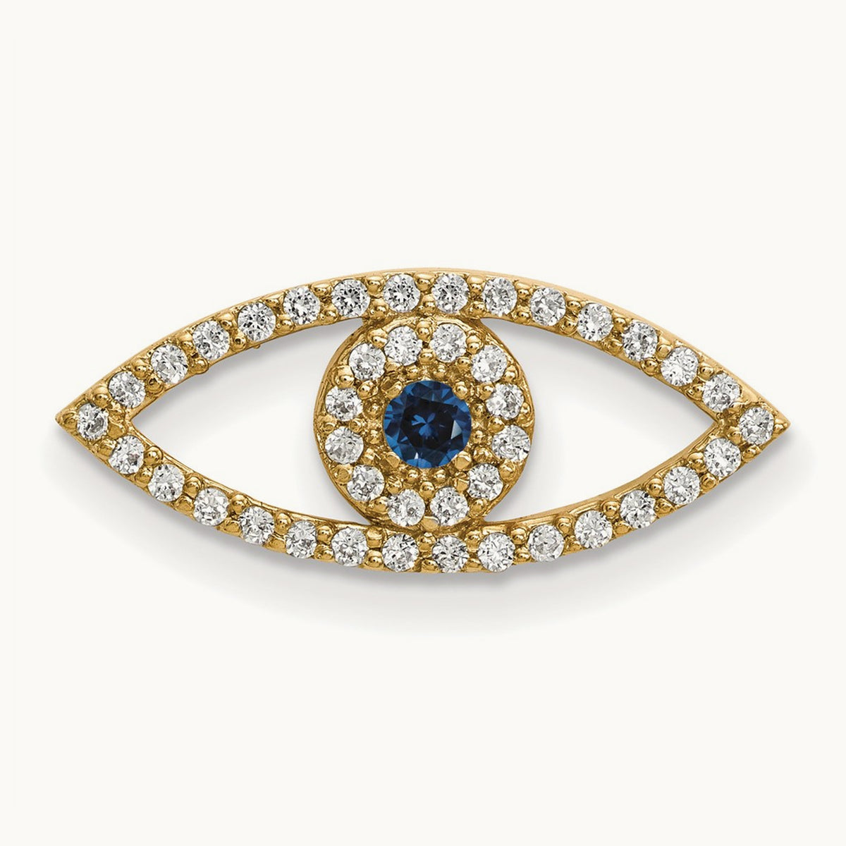 Small Diamond and Sapphire Evil Eye Pendant — 14K Yellow Gold