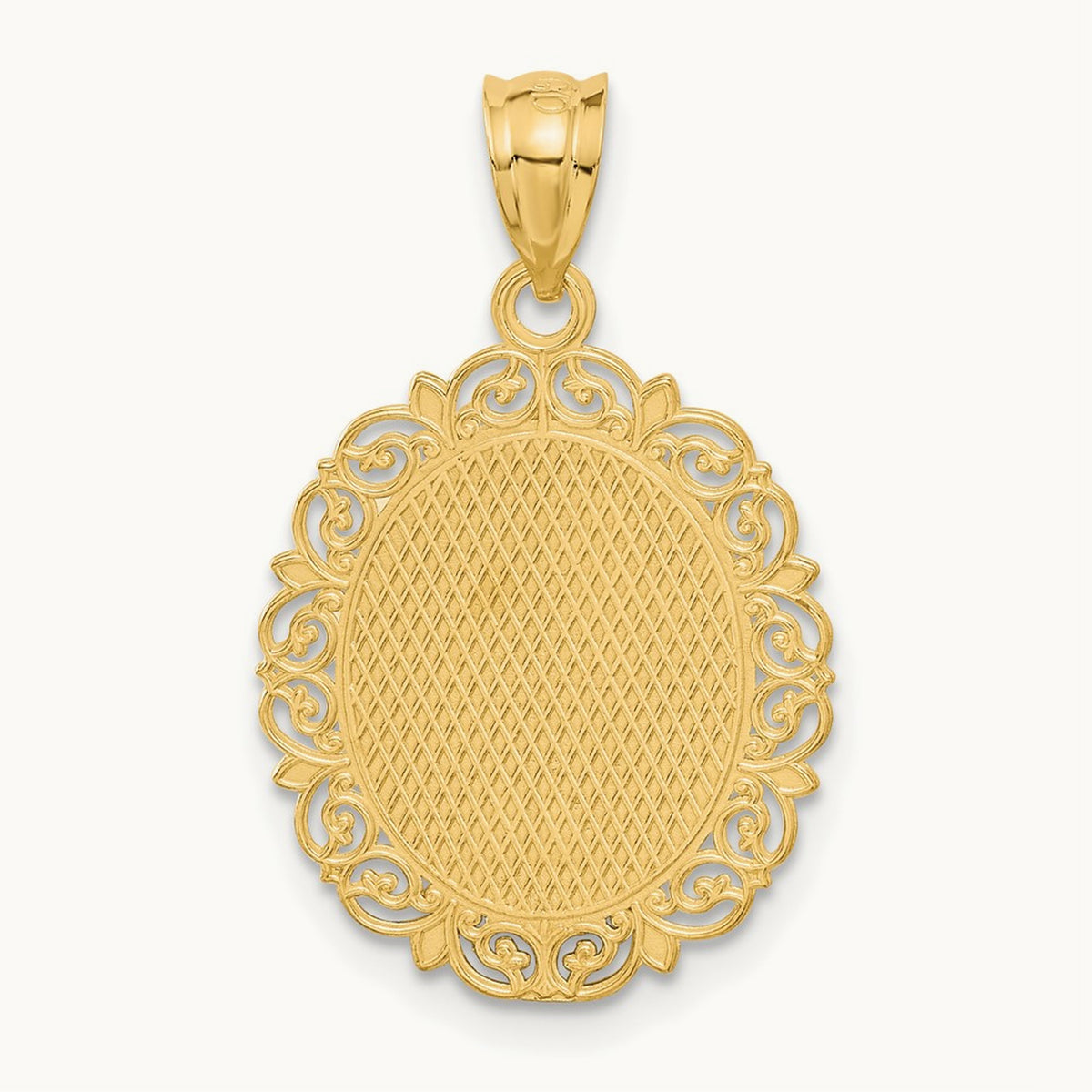Solid Satin Polished Leo Zodiac Oval Pendant, 14K