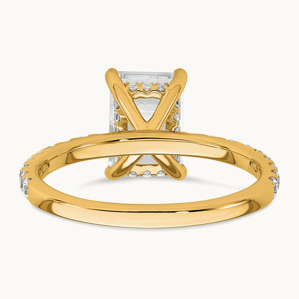 Emerald Solitaire Engagement Ring, 1.25-2.25 ct tw Lab-Grown Diamond — 14K Yellow Gold