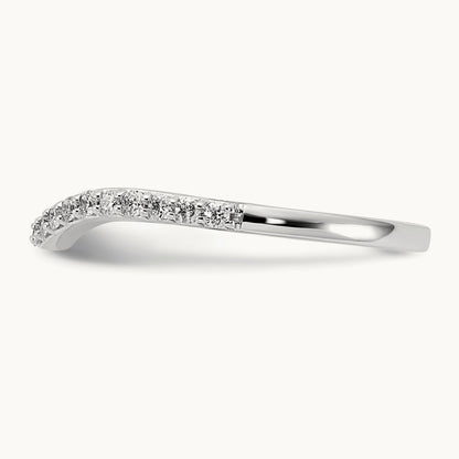 Curved Diamond Ring, 14K White Gold