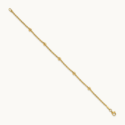 D/C Beaded Rope Chain Bracelet, 14K