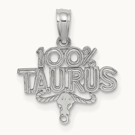 100% TAURUS Zodiac Charm — 14K White Gold