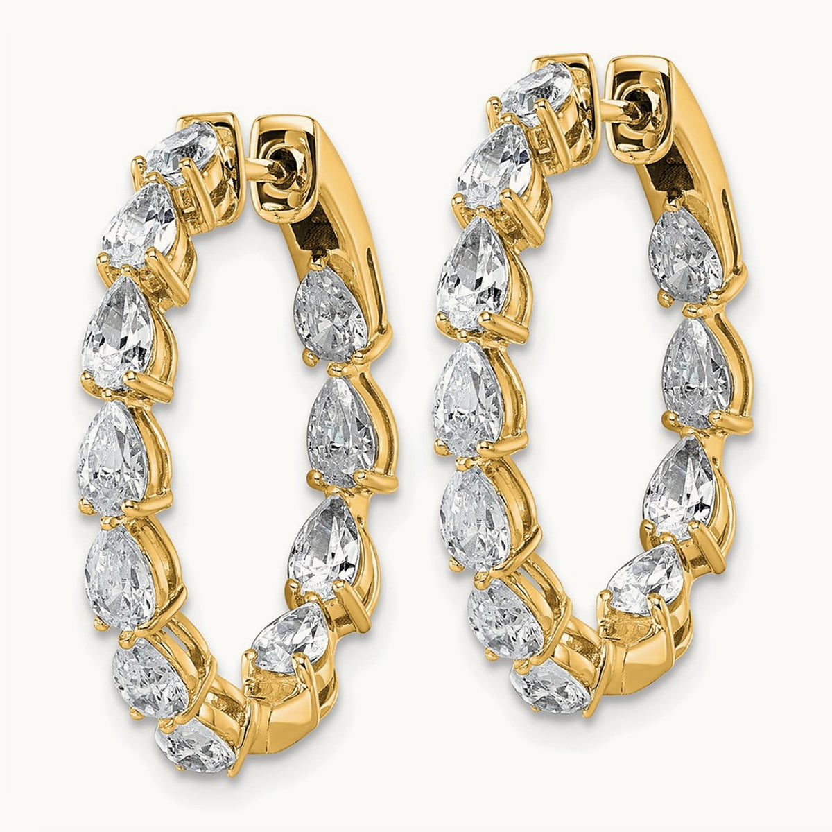Hinged in/Out Hoop Earrings, 3.25 ct tw Lab-Grown Diamond — 14K Yellow Gold