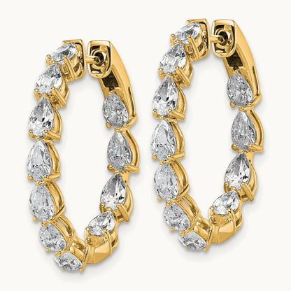 Hinged in/Out Hoop Earrings, 3.25 ct tw Lab-Grown Diamond — 14K Yellow Gold