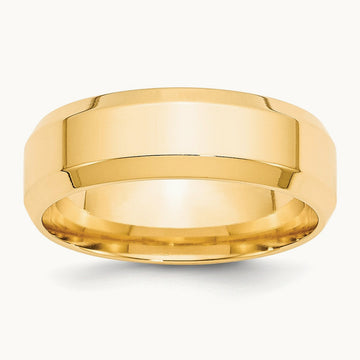 Bevel Edge Comfort Fit Band, 7mm, 10K Yellow Gold