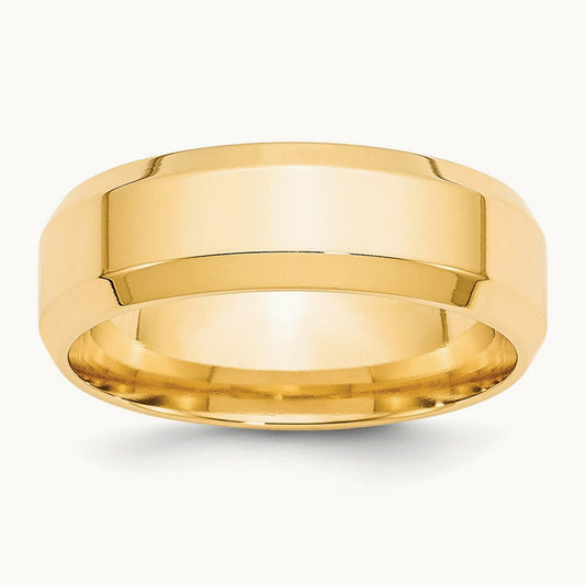 Bevel Edge Comfort Fit Band, 7mm, 10K Yellow Gold