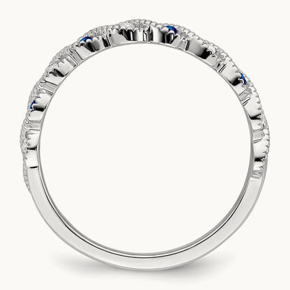 Sapphire and Diamond Twist Band, 14K White Gold