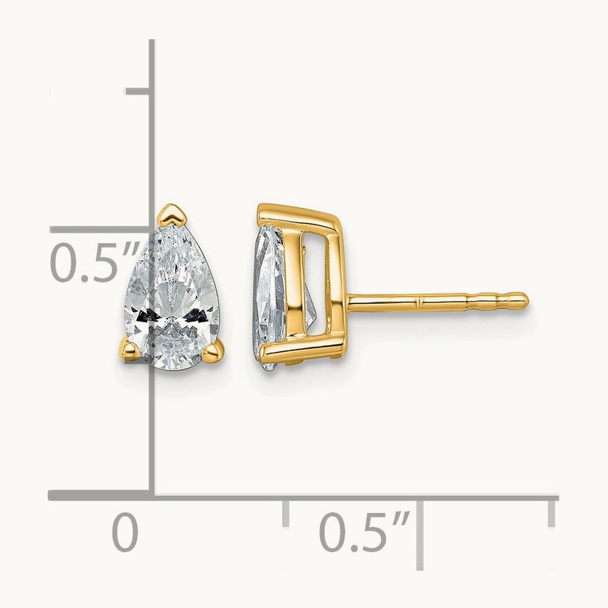Pear 3 Prong Stud Earrings, 0.50-6.00 ct tw Lab-Grown Diamond — 1 1/2 ct, 14K Yellow Gold