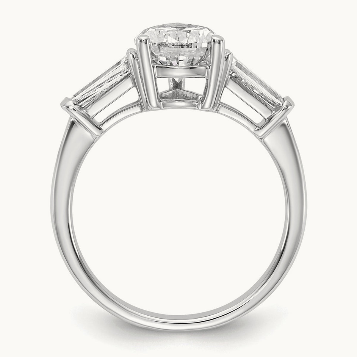 Pear/Baguette Engagement Ring — 14K White Gold, 2 5/8 ct, 7