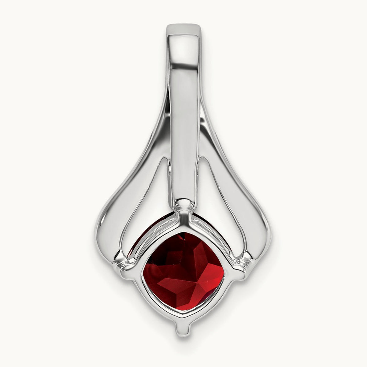 Garnet and Diamond Pendant — 14K White Gold