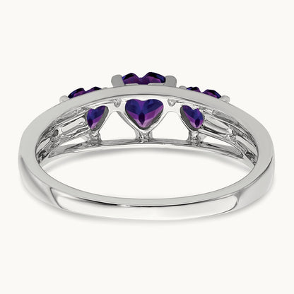 Amethyst and Diamond Heart Ring, 14K White Gold