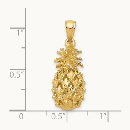 3-D Cut-Out Pineapple Pendant, 14K