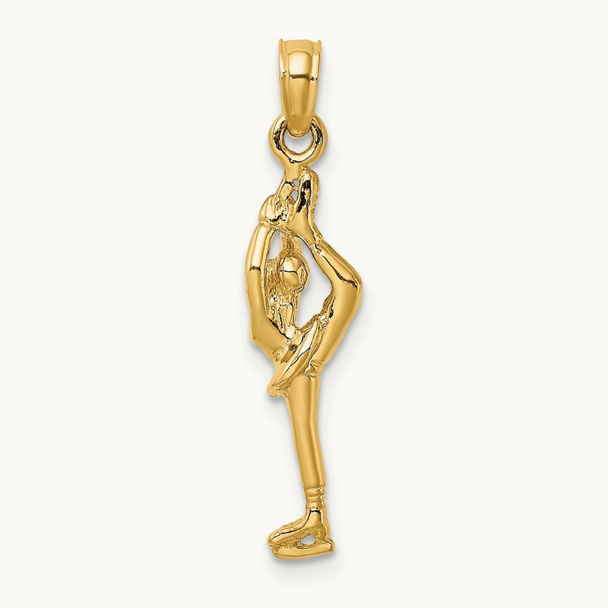 Solid Polished 3-D Figure Skater Charm, 14K