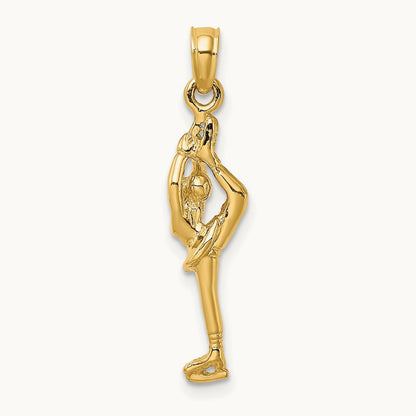 Solid Polished 3-D Figure Skater Charm, 14K