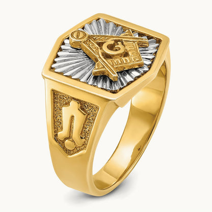 14ktt IBGoodman Men's Textured Blue Lodge Master Masonic Ring