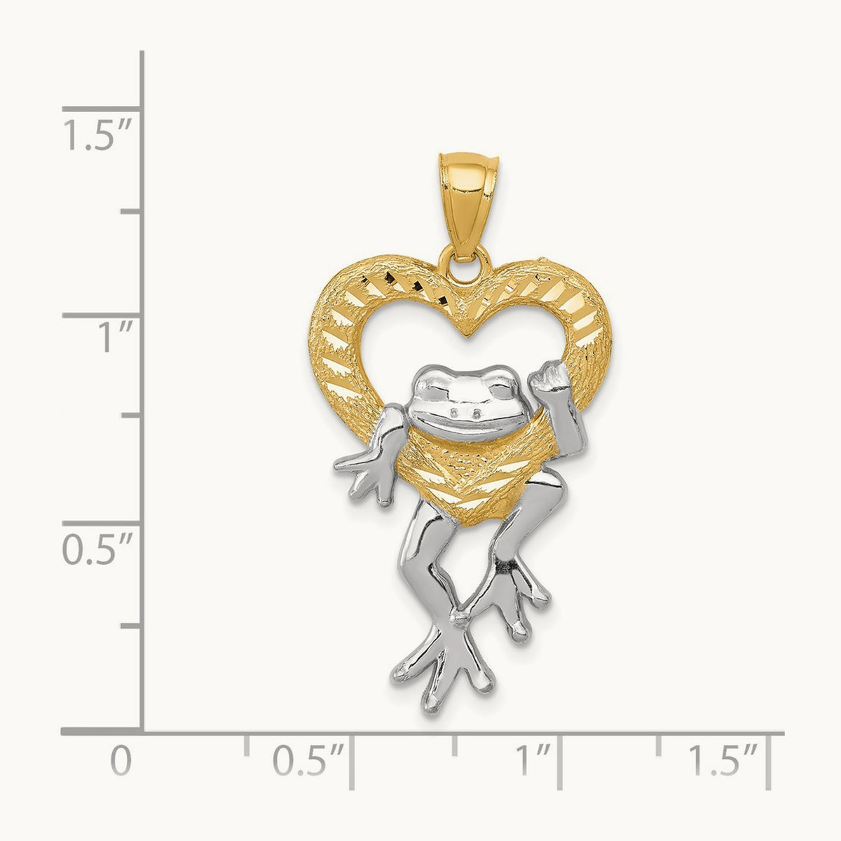 D/C Frog in Heart Pendant, 14K with Rhodium