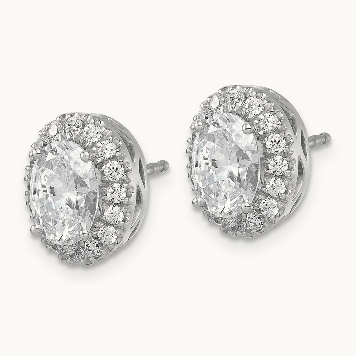 Oval Halo Post Earrings, 2.50 ct tw Lab-Grown Diamond — 14K White Gold