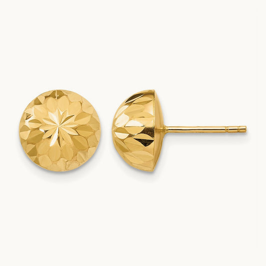 Polished & Diamond-Cut Button Post Earrings — 9mm