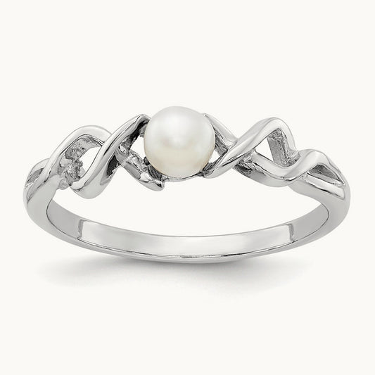 FW Cultured Pearl ring, 4mm, 14K White Gold