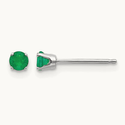 Emerald Stud Earrings — 3mm