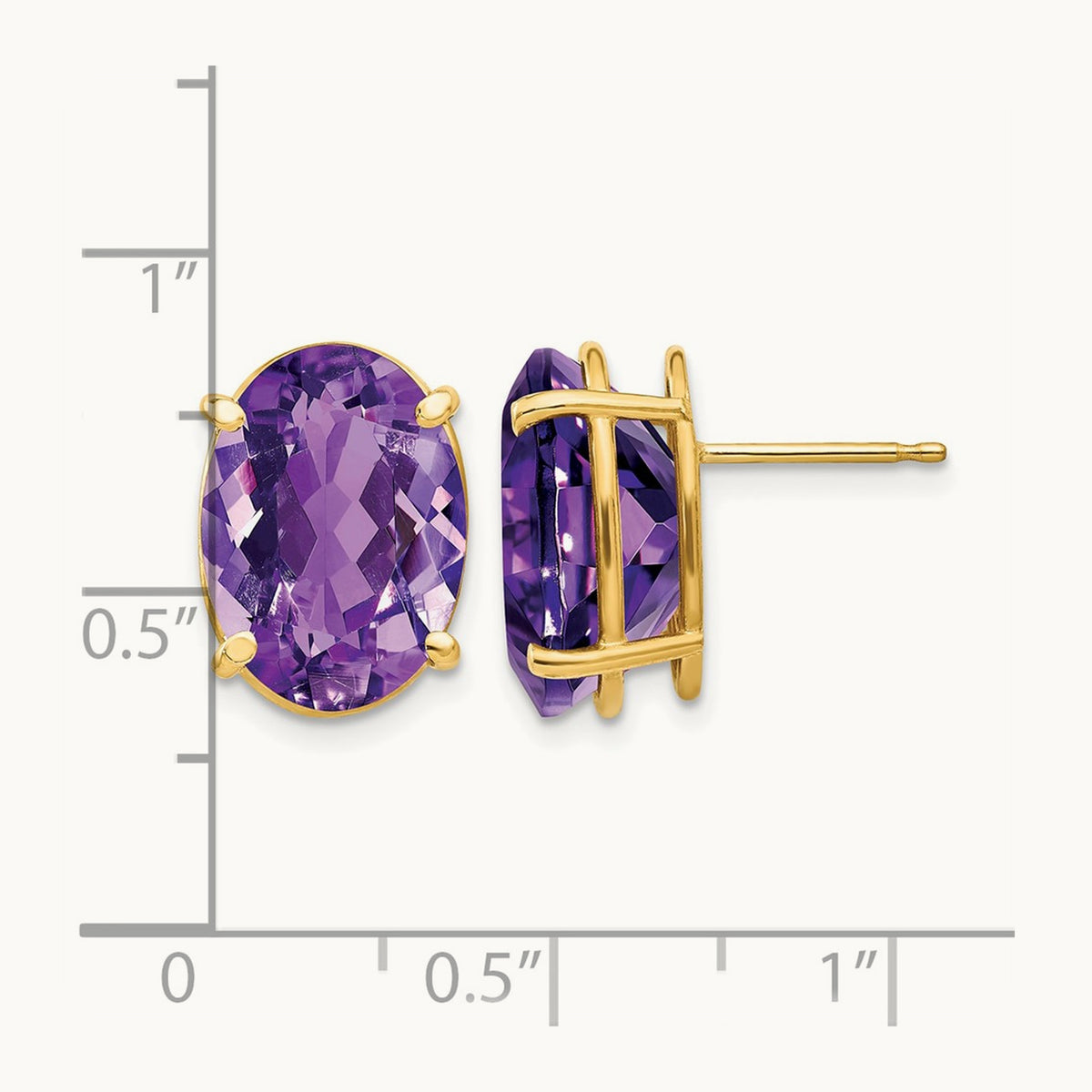 14x10mm Oval Amethyst Earrings, 14K