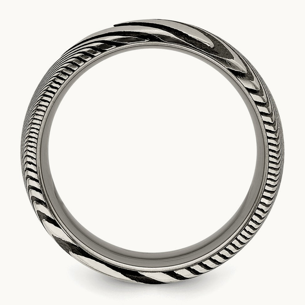 Damascus Steel Polished Band, 8mm