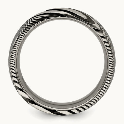 Damascus Steel Polished Band, 8mm