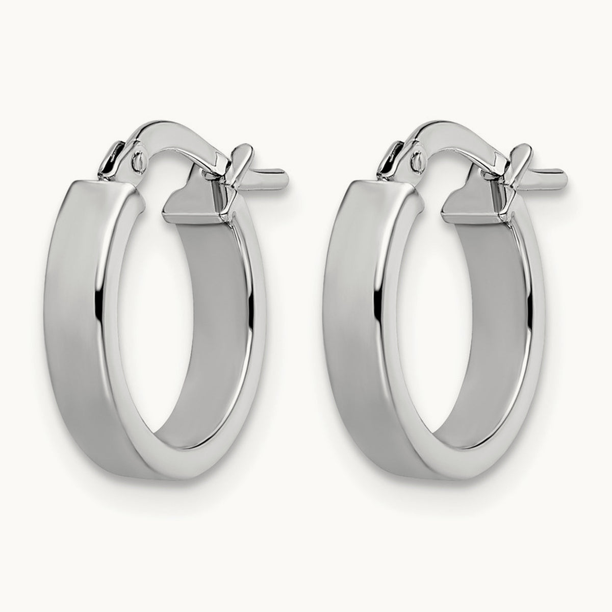 Plating Polished Hoop Earrings, 14K with White Rhodium — Leslie's