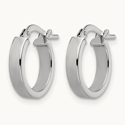 Plating Polished Hoop Earrings, 14K with White Rhodium — Leslie's