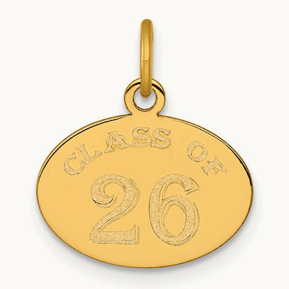 Polished Oval CLASS OF 2026 Charm, 14K