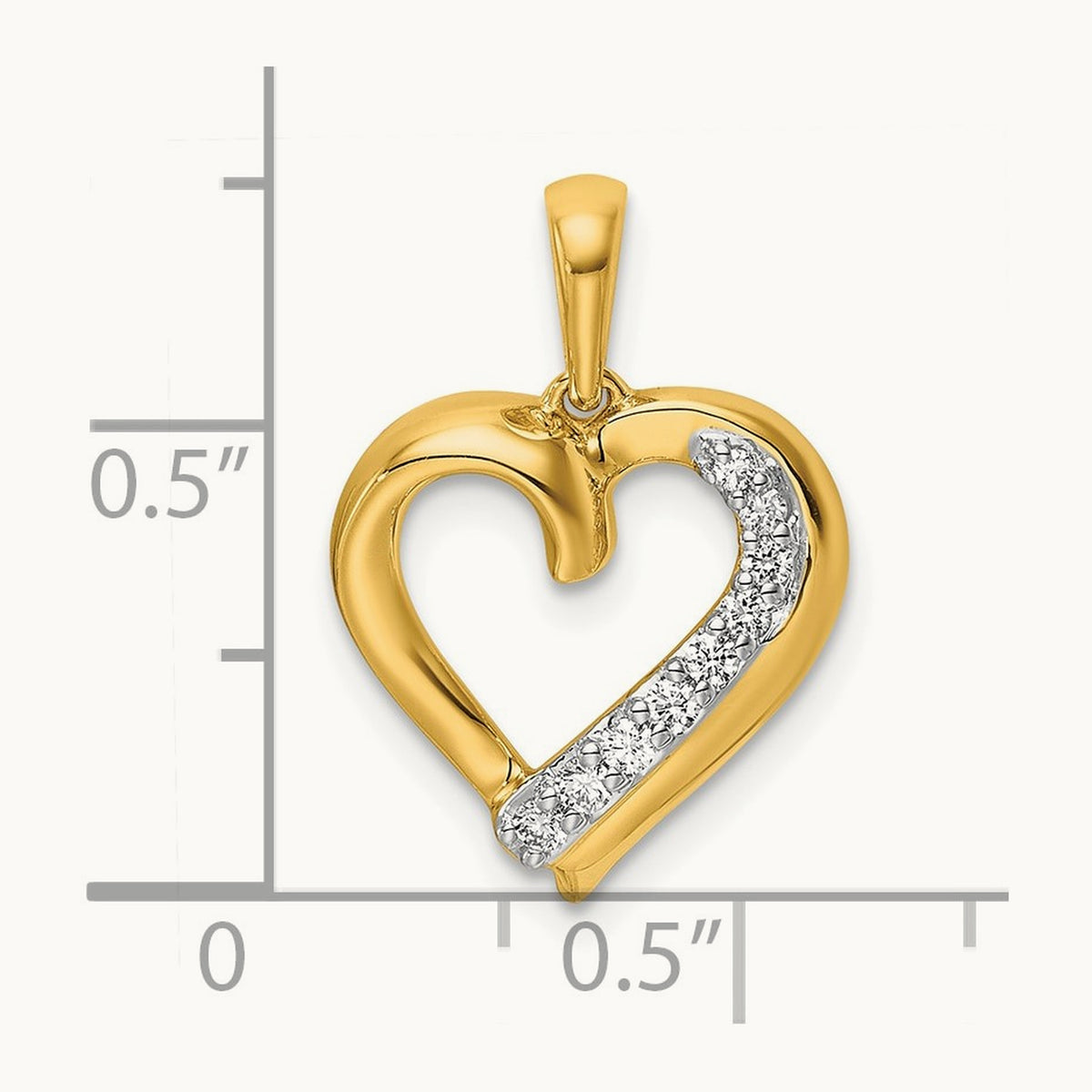 1/10ct. Diamond Heart Pendant, 14K