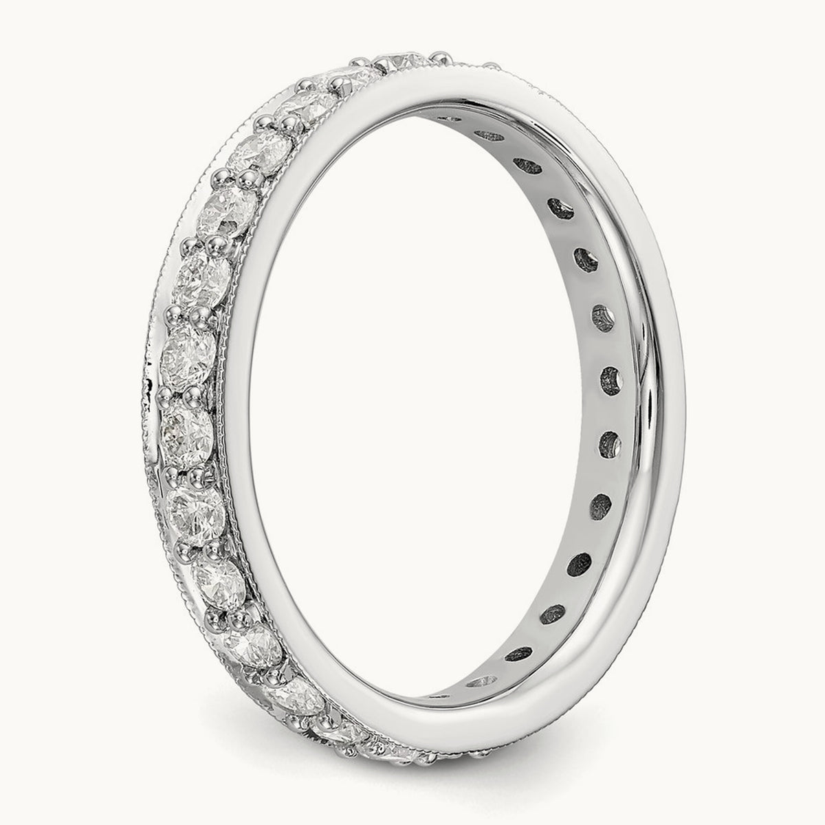 Polished Vintage Diamond Eternity Band, 1.00 ct tw — 14K White Gold