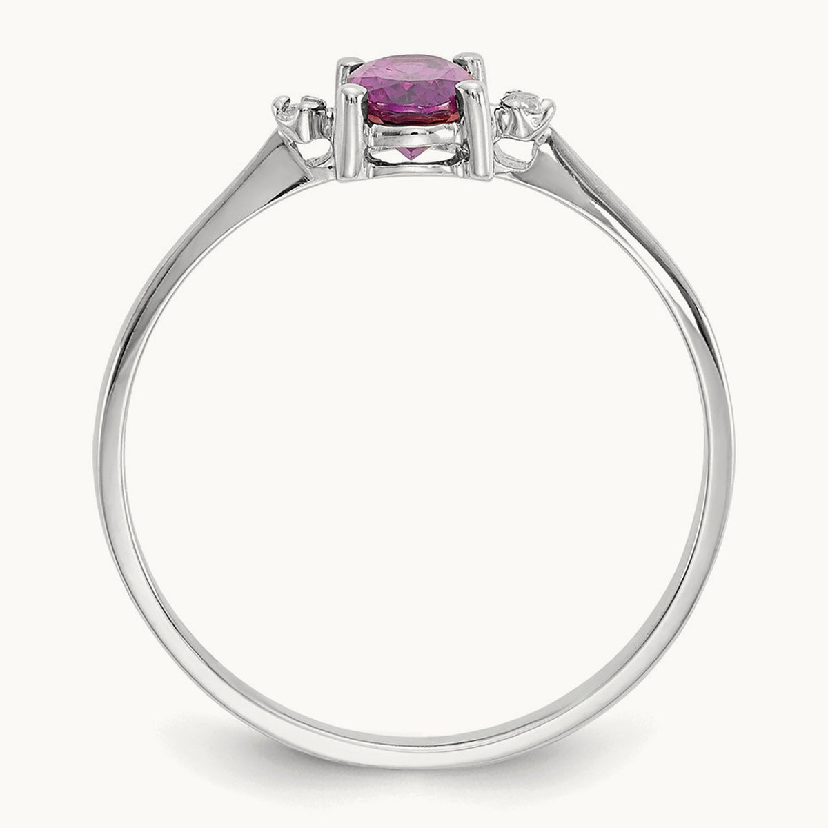 Diamond & Rhodolite Garnet Birthstone Ring, 14K White Gold