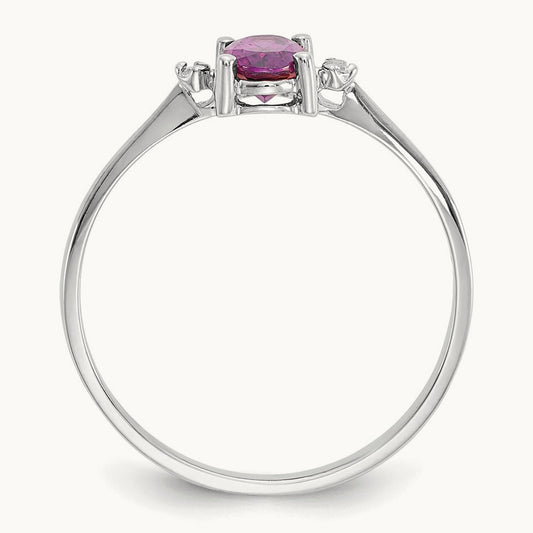Diamond & Rhodolite Garnet Birthstone Ring, 14K White Gold