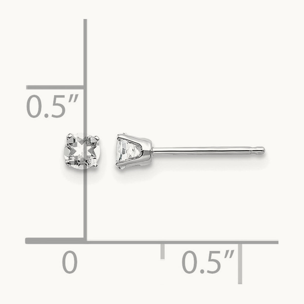 White Topaz Stud Earrings — 3mm