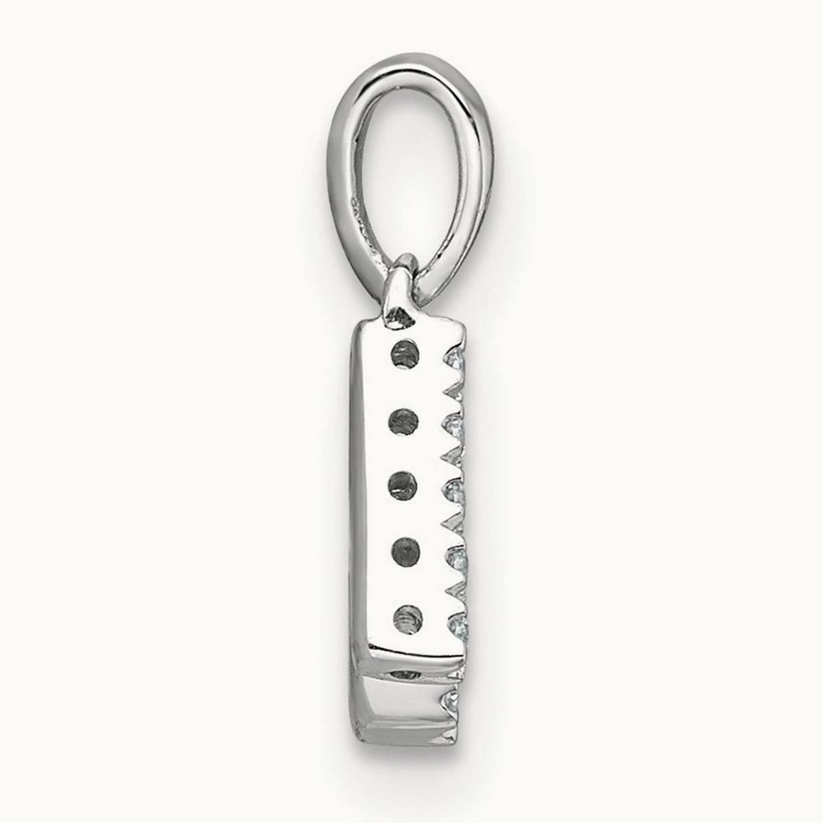 Diamond Initial with Bail Pendant — 14K White Gold, K