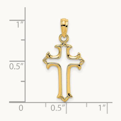 Cut-Out Cross Charm, 14K