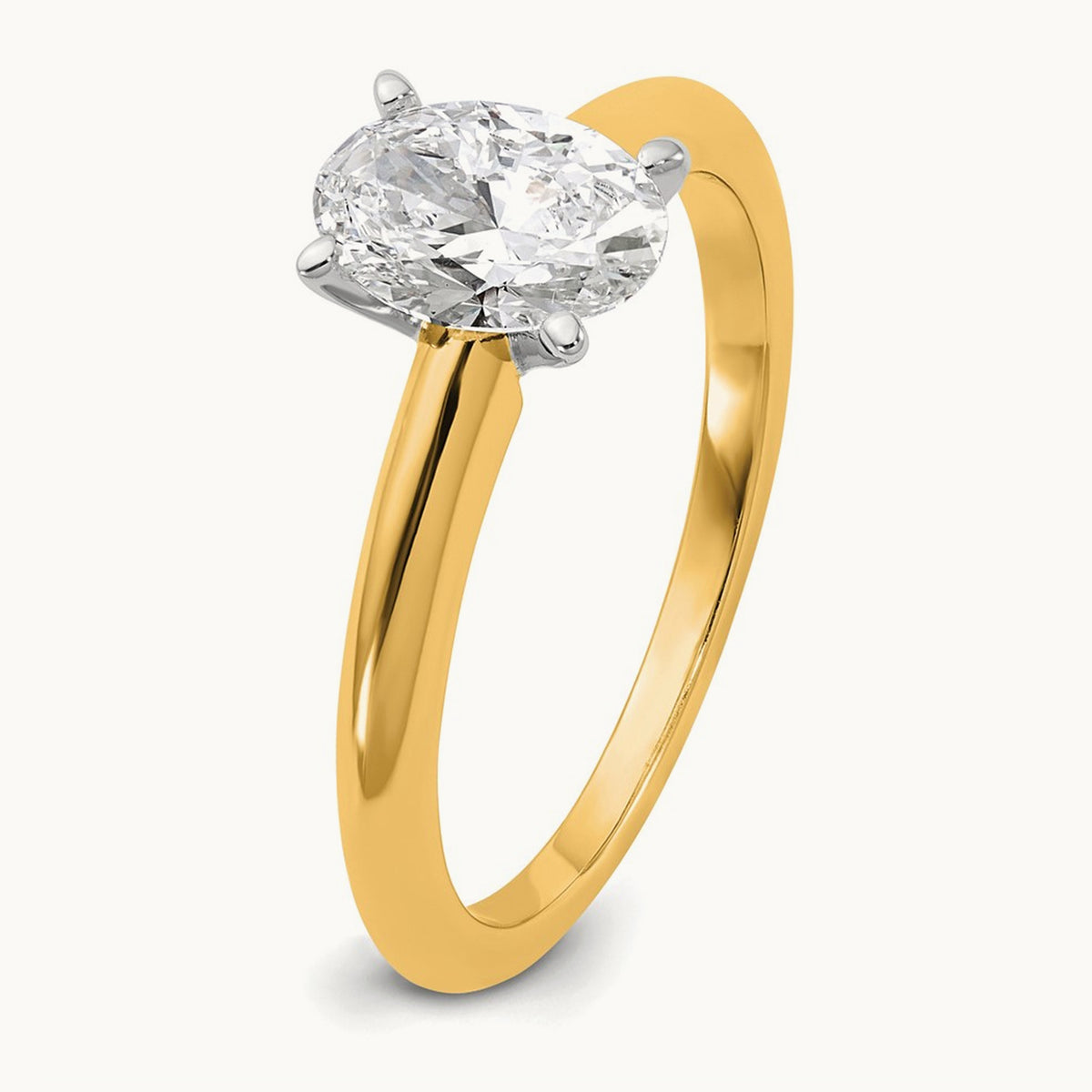 Oval Solitaire Engagement Ring, 0.50-5.00 ct tw Lab-Grown Diamond — 1 ct, 14K Two-Tone
