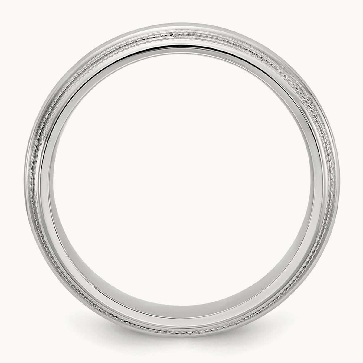 Double Milgrain Comfort Fit Band, 5mm, 10K White Gold