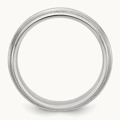 Double Milgrain Comfort Fit Band, 5mm, 10K White Gold
