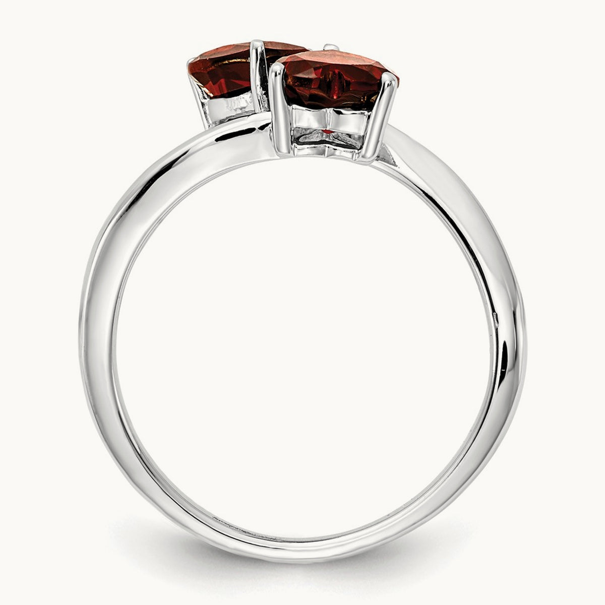 Heart Garnet Ring — 14K White Gold