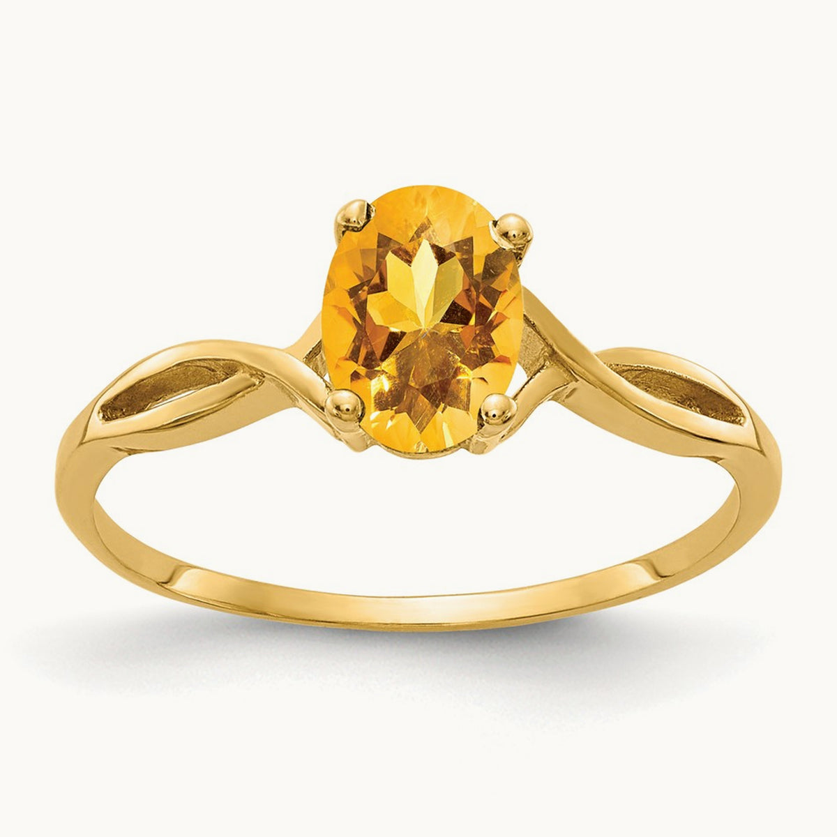 7x5mm Oval Citrine ring, 14K