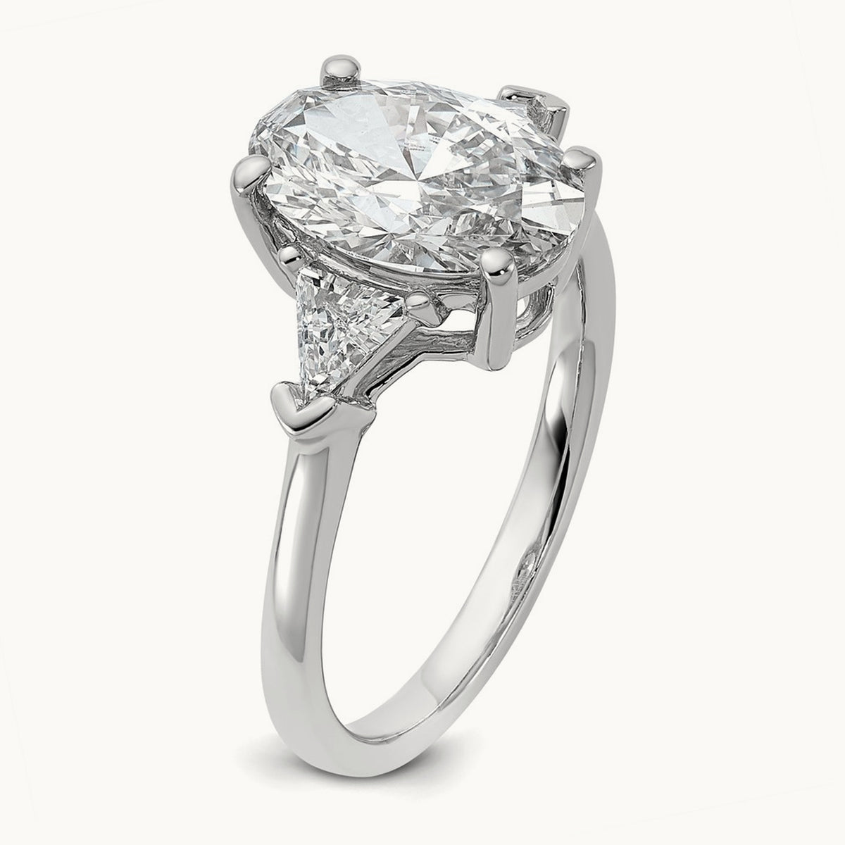 Oval & Trillion 3 Stone Engagement Ring, 1.50-4.00 ct tw Lab-Grown Diamond — 3 1/8 ct, 14K White Gold