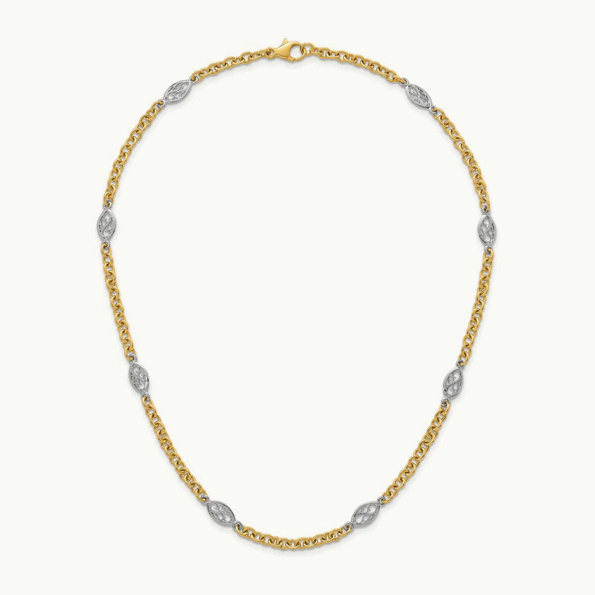 Polished Fancy Chain Necklace, 6.5mm, 14K Two-tone