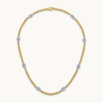 Polished Fancy Chain Necklace, 6.5mm, 14K Two-tone