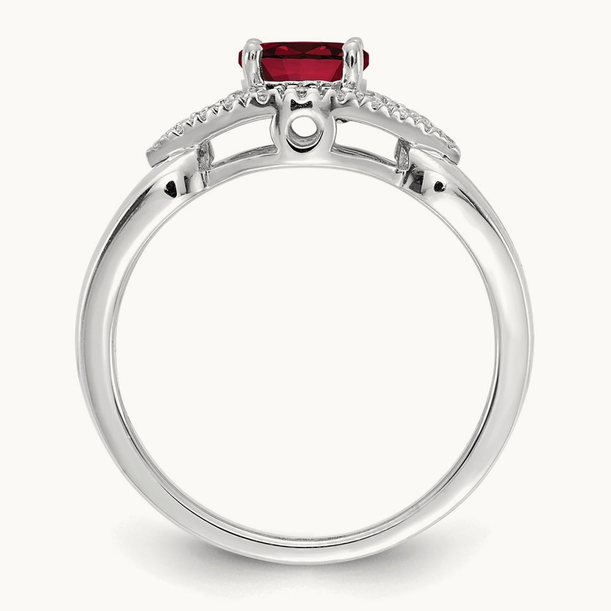 Created Ruby Ring — 14K White Gold, 7