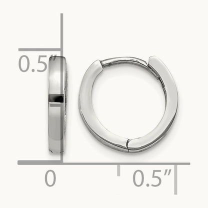 Round Hinged Hoop Earrings, 14K White Gold